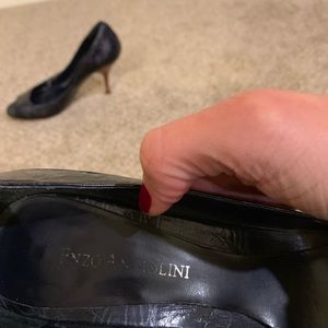 Enzo dark navy blue peep toe shoes